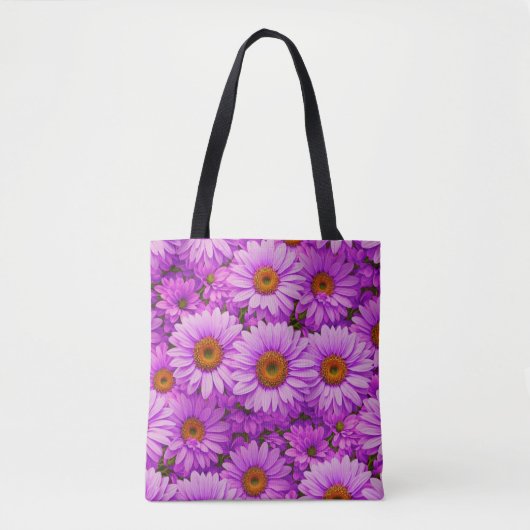 Elegante donkerroze magenta bloemenmadeliefjes tote bag (Voorkant)
