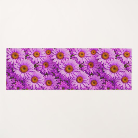 Elegante donkerroze magenta bloemenmadeliefjes yogamat (Voorkant (horizontaal))