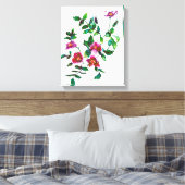 Elegante donkerroze moderne waterverf wilde bloeme canvas afdruk (Insitu (Slaapkamer))