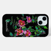 Elegante donkerroze moderne waterverf wilde bloeme Case-Mate iPhone case (Achterkant (horizontaal))