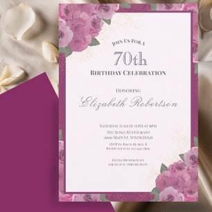 Elegante donkerroze rozen Vrouwen 70ste verjaardag Kaart