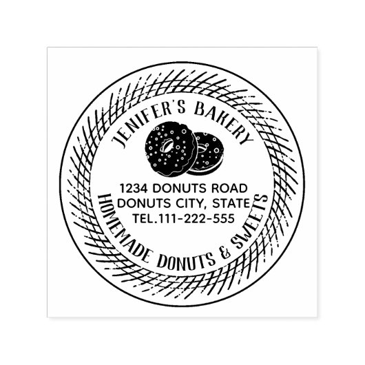 elegante donuts zelfgemaakte bakkerij zelfinktende stempel (Design)