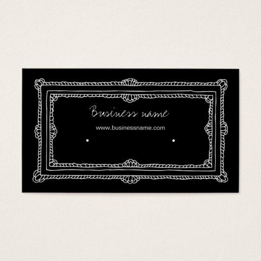 Elegante Doodle Lijst Zwarte Oorbel Houder Visitekaartje (Voorkant)