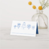 Elegante Doodles Hand getrokken krabbels bruiloft Plaatskaartje (Achterkant)