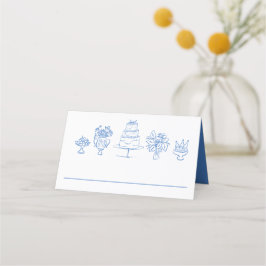 Elegante Doodles Handgetekende Krabbels Trouwfeest Plaatskaartje