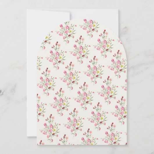 Elegante doop bloemenveerboog kaart (Achterkant)