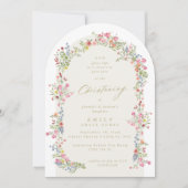 Elegante doop bloemenveerboog kaart (Voorkant)