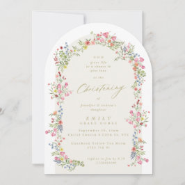 Elegante doop bloemenveerboog kaart