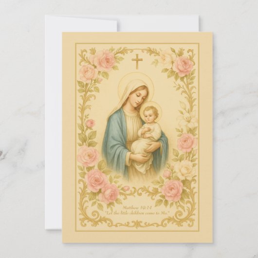 Elegante doop Bloemrijke Moeder Maria Traditioneel Kaart (Achterkant)