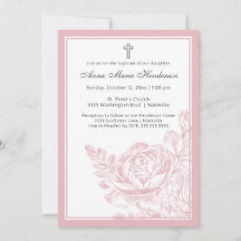 Elegante doop Blush roze lijn getrokken Bloemen Kaart