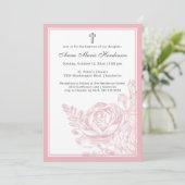 Elegante doop Blush roze lijn getrokken Bloemen Kaart (Staand voorkant)