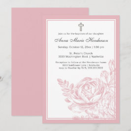 Elegante doop Blush roze lijn getrokken Bloemen Kaart