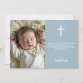 Elegante doop doop doop witte kruis stoffig blauw bedankkaart (Voorkant)