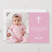 Elegante doop doop doop witte kruis stoffig roze bedankkaart (Voorkant)