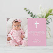 Elegante doop doop doop witte kruis stoffig roze bedankkaart (Staand voorkant)