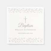 Elegante doop doopsel zilveren harten servet (Voorkant)