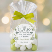 Elegante doop en eerste verjaardag groene bladeren ronde sticker