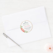 Elegante doop en eerste verjaardag roze bloemen ronde sticker (Envelop)