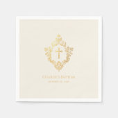 Elegante Doop Faux Gold Cross in Crest Ivory Servet (Voorkant)