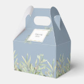 Elegante doop groen blad stofblauw bedankdoosjes (Achterkant)