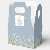 Elegante doop groen blad stofblauw bedankdoosjes (Geopend)