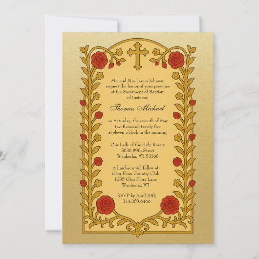 Elegante doop Guadalupe Rozen Kaart (Voorkant)