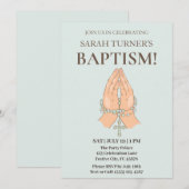 Elegante doop met biddende handen Gebedskralen Kaart (Voorkant / Achterkant)