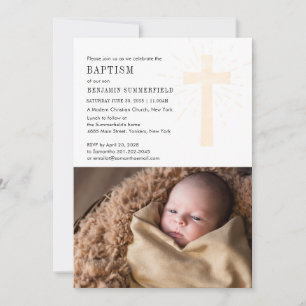 Elegante Doop Religieus Gebeurtenis Baby Foto Kaart