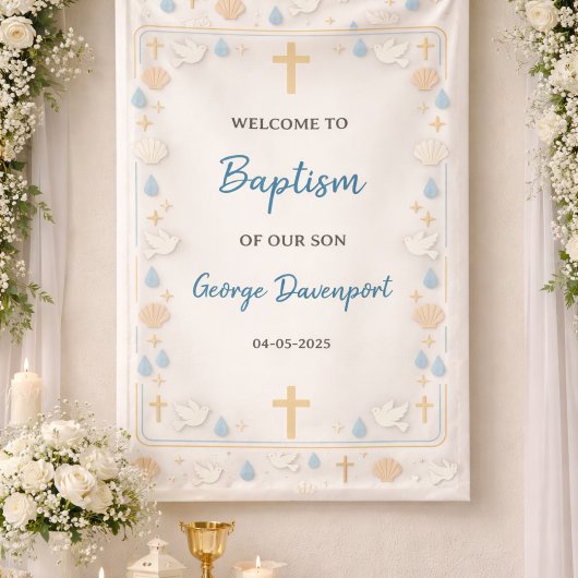 Elegante Doop | Religieus Kinderdoopfeest Spandoek