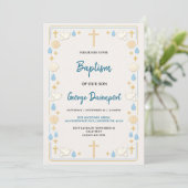 Elegante Doop | Religieus Kinderkerstdopfeest Kaart (Staand voorkant)