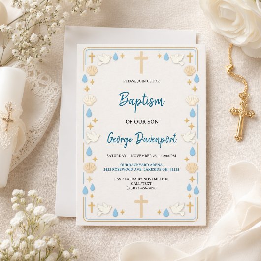 Elegante Doop | Religieus Kinderkerstdopfeest Kaart