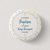 Elegante Doop | Religieus Kinderkerstdopfeest Ronde Button 3,2 Cm (Voorkant)
