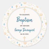 Elegante Doop | Religieus Kinderkerstdopfeest Ronde Sticker (Voorkant)