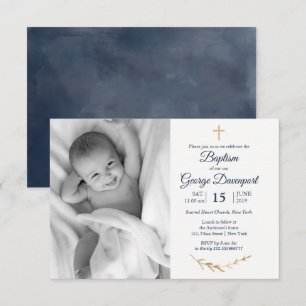 Elegante doop religieuze evenementen aangepaste fo kaart