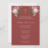 Elegante Doop Roze Rode Bloemen Jezus Kaart (Voorkant)