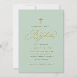 Elegante Doop Sage Script Kruis Kaart