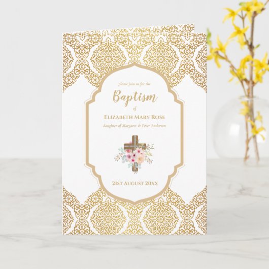 Elegante Doop Uitnodiging en Programma (Gele Bloem)