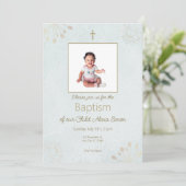 Elegante doop uitnodiging Kaart voor Baby (Staand voorkant)