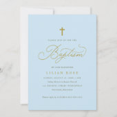 Elegante doop uitnodigingen Cross Blue Boy (Voorkant)