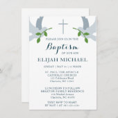 Elegante doopduiven en Cross Invitation Aankondiging (Voorkant / Achterkant)