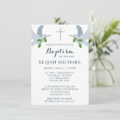 Elegante doopduiven en Cross Invitation Aankondiging (Staand voorkant)