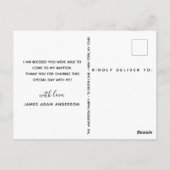 Elegante doopfoto Dank u Briefkaart (Achterkant)