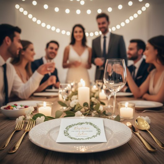 Elegante doopservetten - Olive Wreath Design Servet