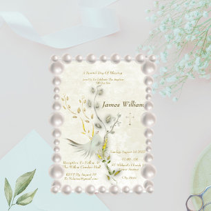 Elegante Doopuitnodiging met Duif Kaart