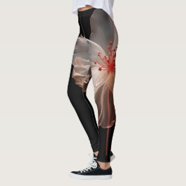 Elegante doorschijnende bloem op zwart leggings