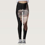 Elegante doorschijnende bloem op zwart leggings (Voorkant)