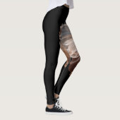 Elegante doorschijnende bloem op zwart leggings (Rechts)