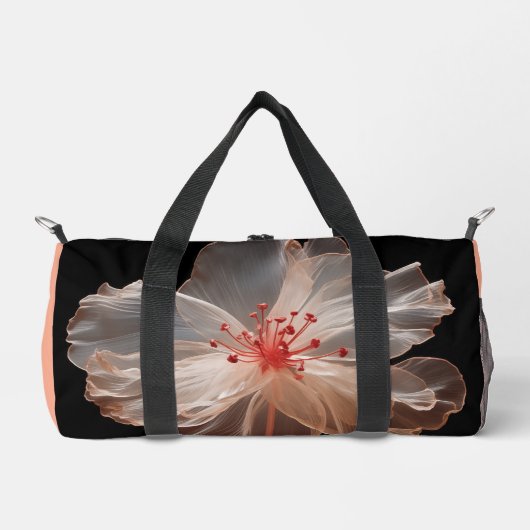 Elegante doorschijnende bloem op zwart plunjezak (Voorkant)