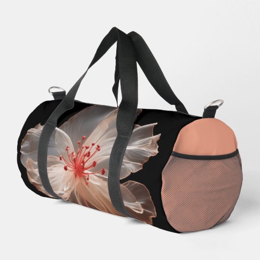 Elegante doorschijnende bloem op zwart plunjezak (Rechterhoek)