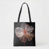 Elegante doorschijnende bloem op zwart tote bag (Voorkant)